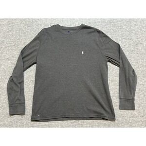 Polo Ralph Lauren Shirt Mens Extra Large Grey Waffle Knit Pullover White Pony